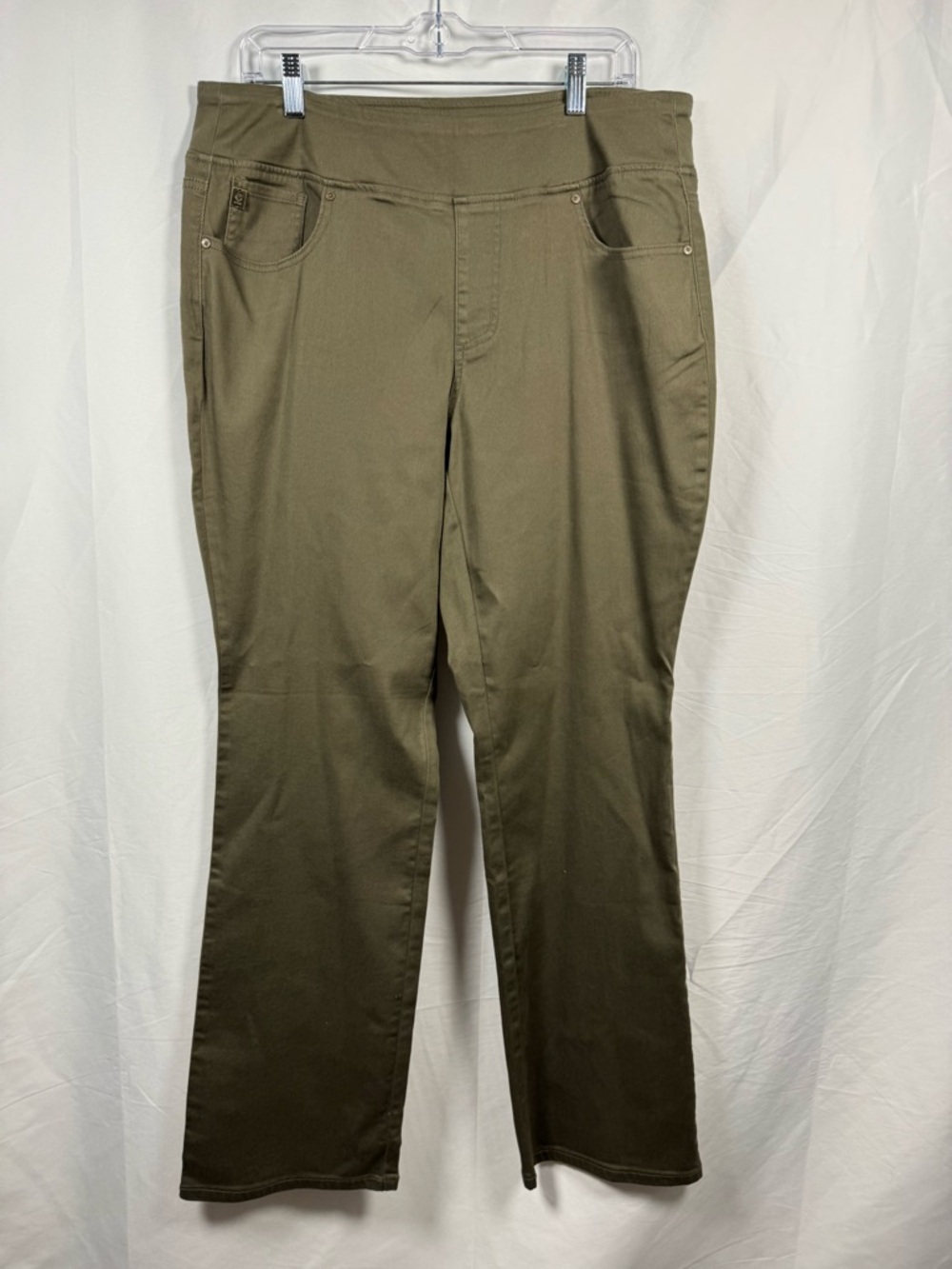 Belle by Kim Gravel Tripleluxe Baby Boot Cut Pull-On Jeans Olive Green 16T